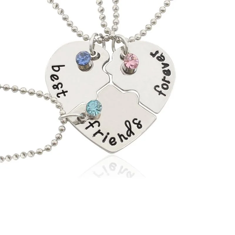 Juego de collar de mejores amigas para siempre, rompecabezas de 3 piezas, Corazón Roto, collares colgantes, amistad BFF|Collares colgantes| - AliExpress