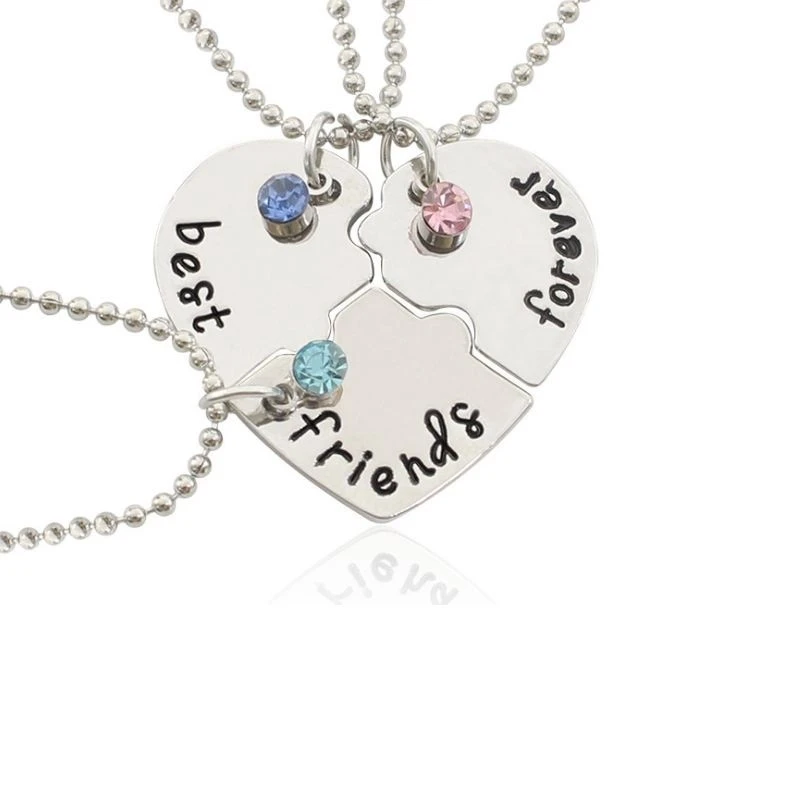 Juego de collar de mejores para siempre, rompecabezas de 3 Corazón Roto, collares y colgantes, BFF|Collares colgantes| - AliExpress