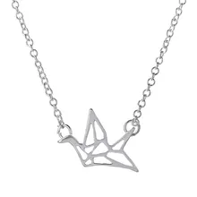 Free Shipping New Arrival Hot Sale Fashion Simple Paper Crane Necklace For Women Cute Animal Shape Pendant Necklace