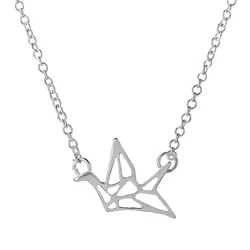 Free Shipping New Arrival Hot Sale Fashion Simple Paper Crane Necklace For Women Cute Animal Shape Pendant Necklace