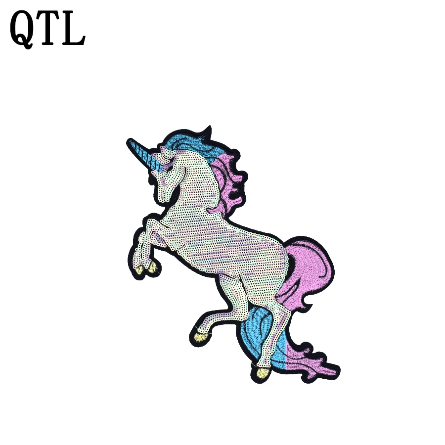 1PCS Unicorn Sequin Patch for Clothing Iron on Transfer Sequin Patch