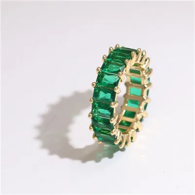AOTEMAN Лидер продаж кольцо на вечный палец AAA Циркон Cz радужные кольца обручальное кольцо кольца для женщин Красочные bijoux подарок - Цвет основного камня: Green