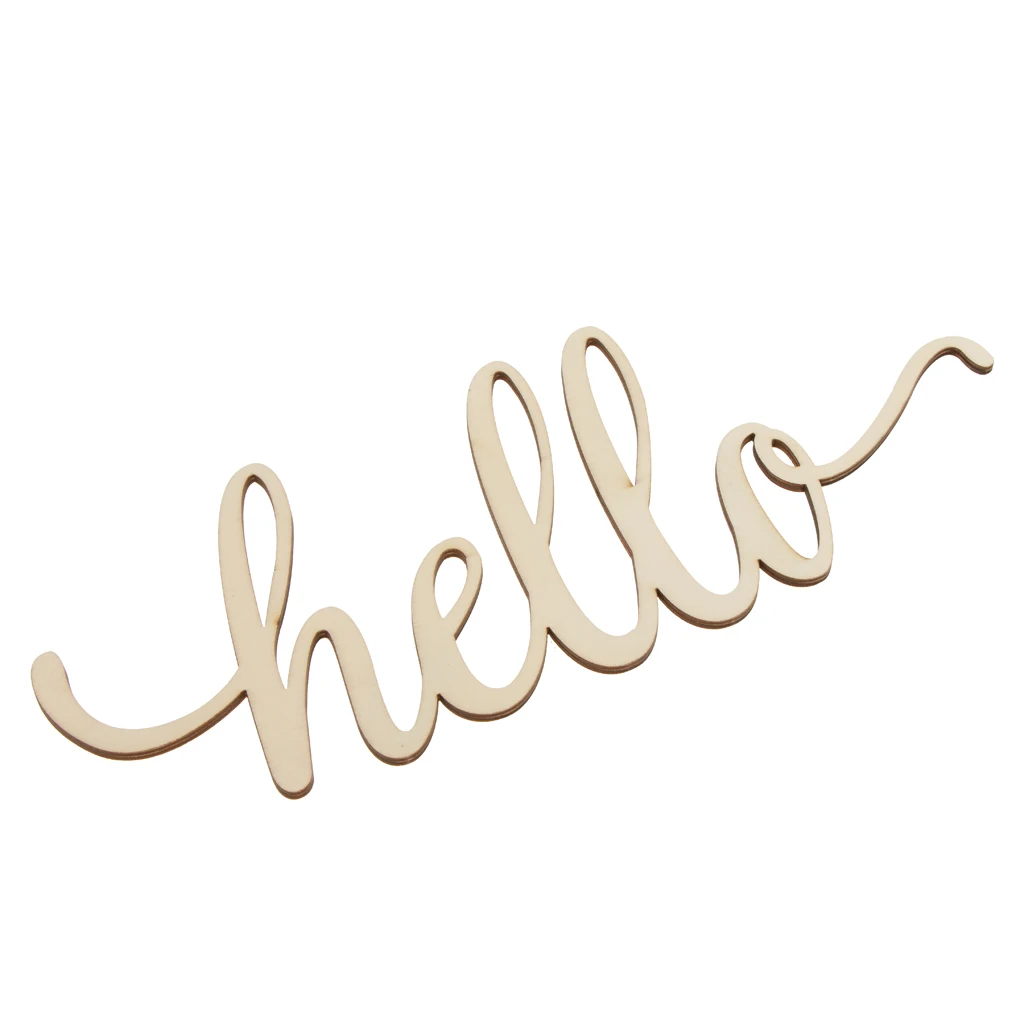 Rustic Wooden hello Plaque Gift Sign Art wooden Cutout Home Wall Decoration