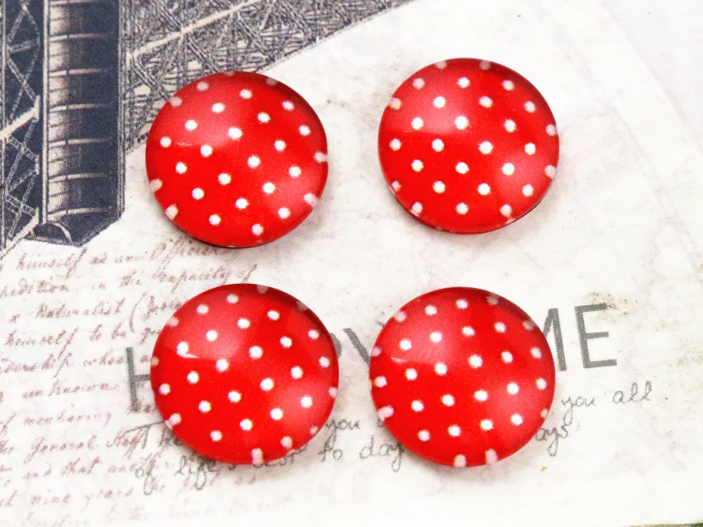 

New Fashion 20pcs 12mm Handmade red point Photo Glass Cabochons E4-67