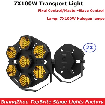 

2Pcs/Lot Dj Lighting Stage Retro Flash Lights 7X100W P-hili-p-s Halogen Lamp Transport Lights DMX Strobe Lights Free Shipping