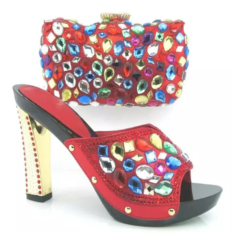 

Fashion Italian Shoe With Matching Bag Set Decorated With Flower For Party African Women Shoe And Bag To Match Set TT01