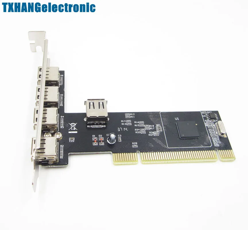 New High Speed 480Mbps 5 Port USB 2.0 PCI Hub Card Controller Adaptor Module (3)