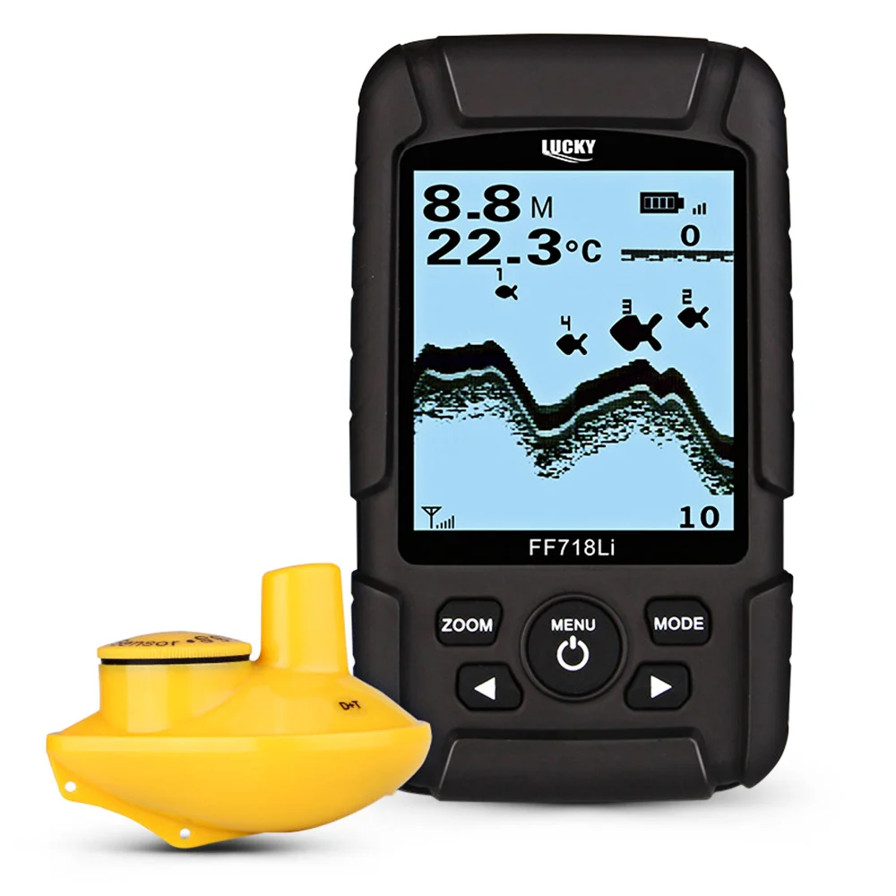 محظوظ FF718Li-W المحمولة اللاسلكية سونار صياد السمك سونار الاستشعار 45 متر عمق المياه LCD الصيد Fishfinder للماء