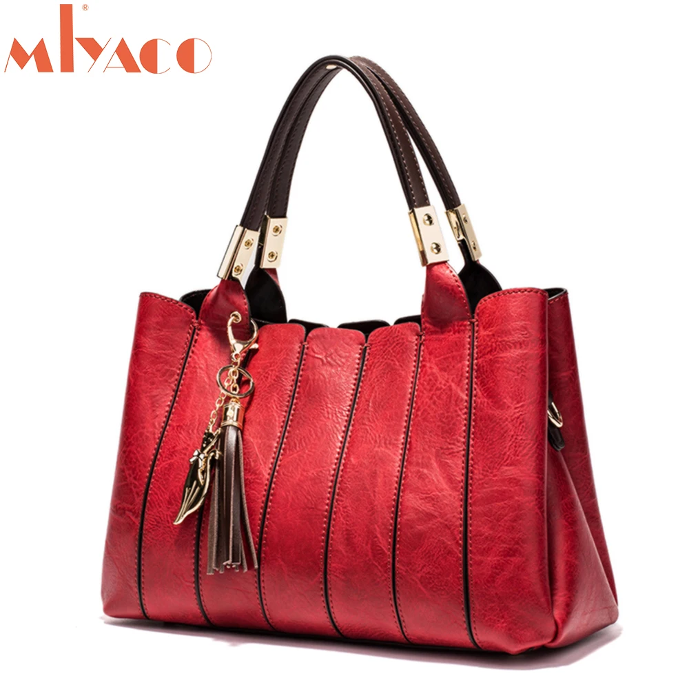 MIYACO Vintage Women Handbag Luxury Female Shoulder Bag Messenger Bag Totes Leather Top HandBags ...