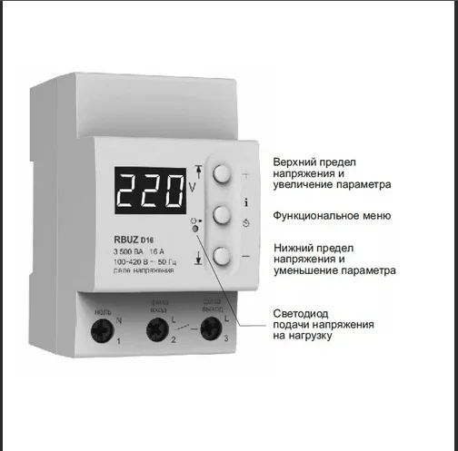 

RBUZ V3 - electronic, three-phase voltmeter on DIN rail with digital control for visual control of the voltage level