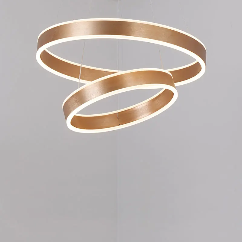 

Modern Led Gold Pendant Light Fixtures With Remote Control Kitchen Living Room Loft Hanging Ring Lamp Decor Home Lighting 220V