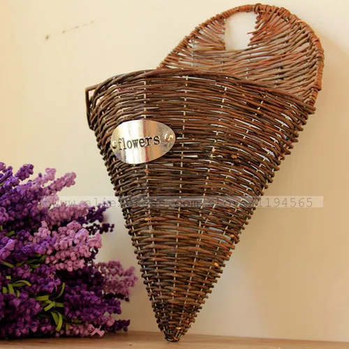

48*30cm Vintage Baskets Woven Wicker Basket Horn Of Plenty Tall Very Nice Home Bar Coffee Shop Decoration