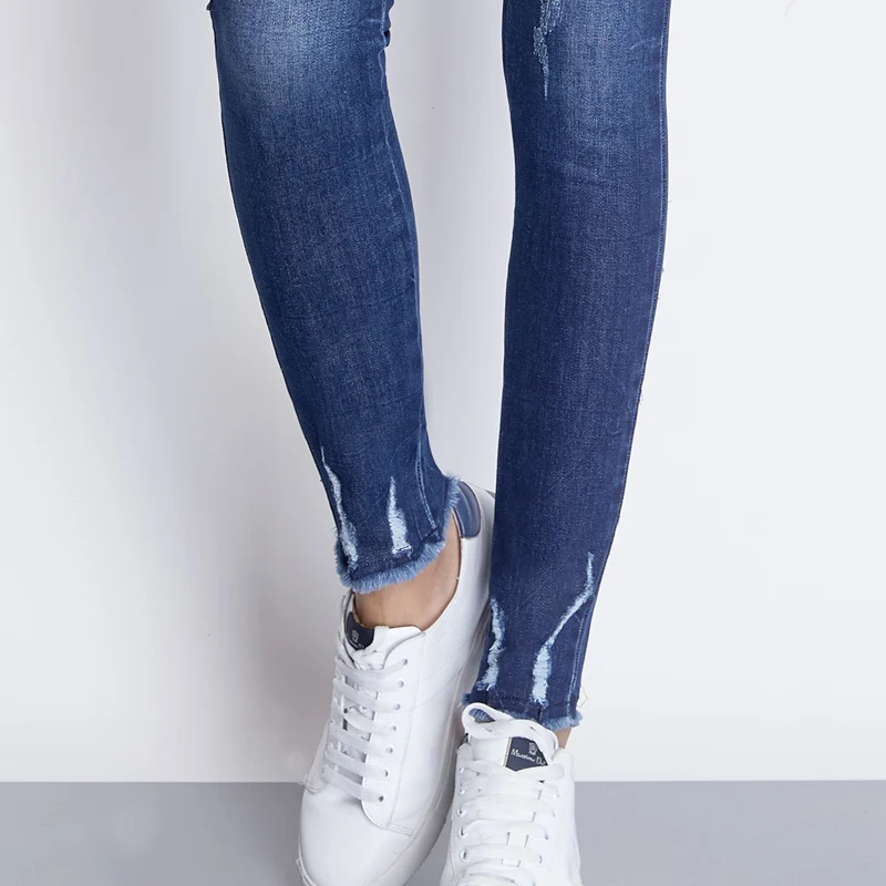 LEIJIJEANS новинка 2019 весенние Стрейчевые отбеленные джинсы рваные стиль размера