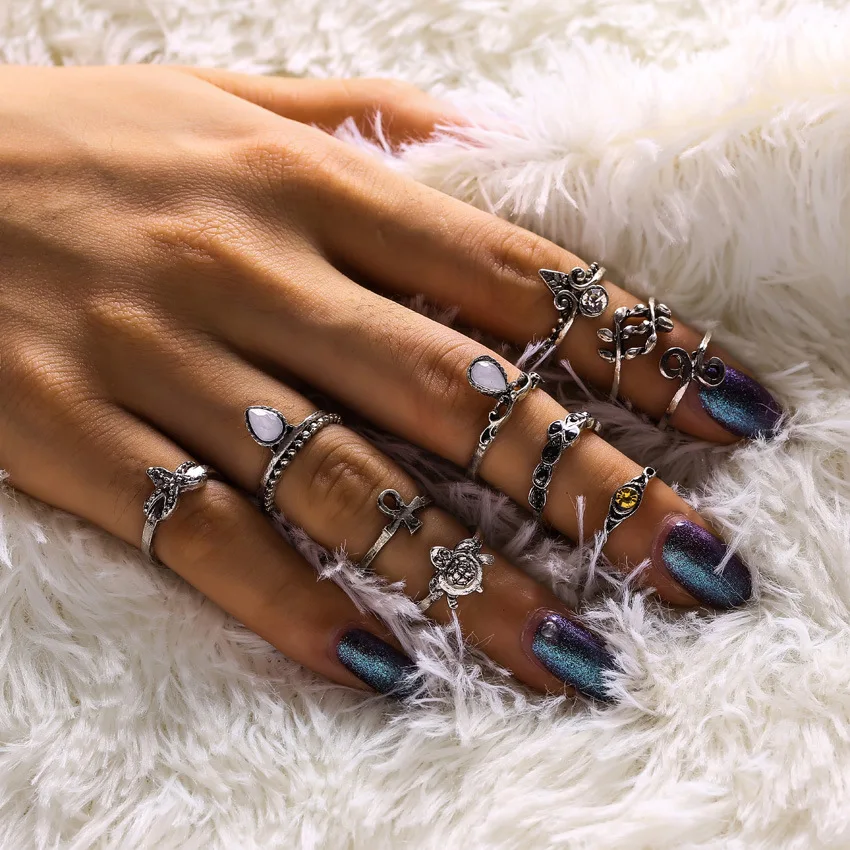 10pc/set super value Tail Ring Set vintage fashion multi elements