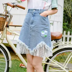 Принцесса Сладкая Лолита Юбки Летняя Корейская версия короткая юбка с высокой талией и тонкими бедрами модная юбка с кружевом BYJ017