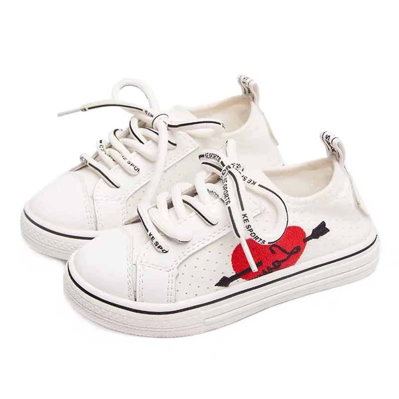 

Casual Girls Sneakers Heart Pattern Mesh Kids Sports Trainers Non Slip Breathable Flat Children Running Shoes