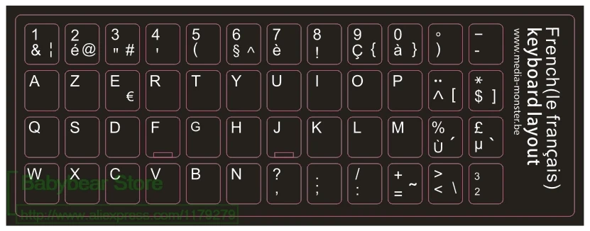 1000 개/몫 사용자 정의 프랑스어 키보드 스티커 Franch AZERTY 노트북 데스크탑 키보드 스티커