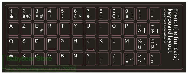 1000 pcs/lot Personnalisé Français Clavier Autocollant Franch AZERTY Pour ordinateur portable de
