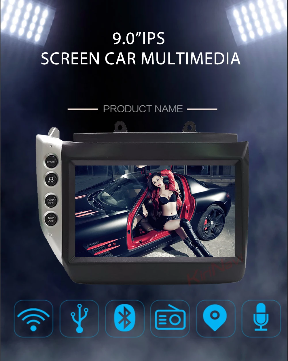 Clearance KiriNavi 6 core PX6 4+64G 9.0" Android 9.0 Car navigation gps for Maserati GT 9 2007-2015 WIFI  bluetooth Music player car radio 0