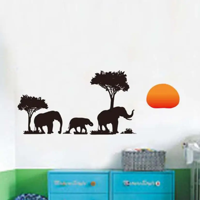 Home Removable Vinyl Wall Elephant Sun Tree Room Decor Stickers Bedroom nor5910 | Дом и сад