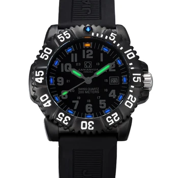 

Switzerland H3 Luminous Hands Carnival Luxury Brand Men's Watches Quartz Military Watch Men 200M Diver Waterproof clock C8447-1