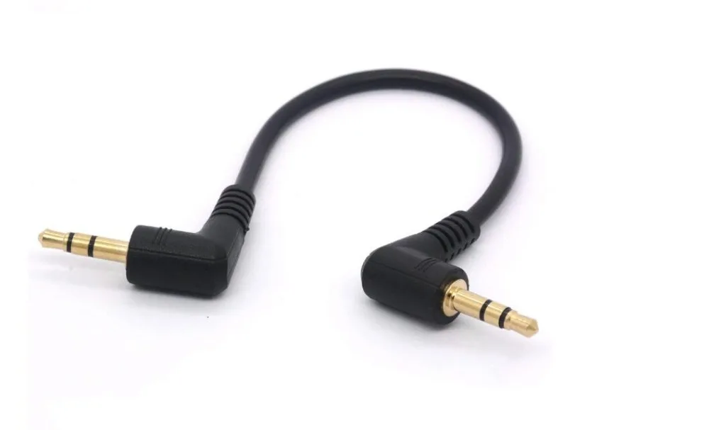 

LBSC Short 3.5mm Right Angle Cable, Gold Plated 90 Degree 3.5 Male to Male Audio Stereo Jack Plug Car Aux 3-Pole TRS