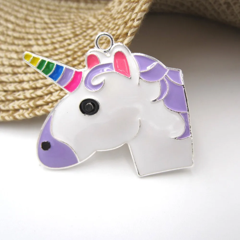 

Hot Sale 10pcs/lot 4.3*4.8cm Zinc Alloy Cartoon Unicorn Charm Pendants DIY Jewelry Making Accessories For Kids Girls Best Gift