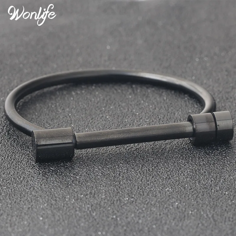 Wonlife D Shape Shackle Screw Cuff Bracelet Four Colors Stainless Steel Bracelets & Bangles For