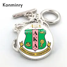 Konmniry AKA, браслеты с логотипом в стиле Сорорити, Купольные браслеты, амулеты в виде альфа-Капа Альфа, серебряные цепочки, браслеты для женщин и мужчин, модные ювелирные изделия