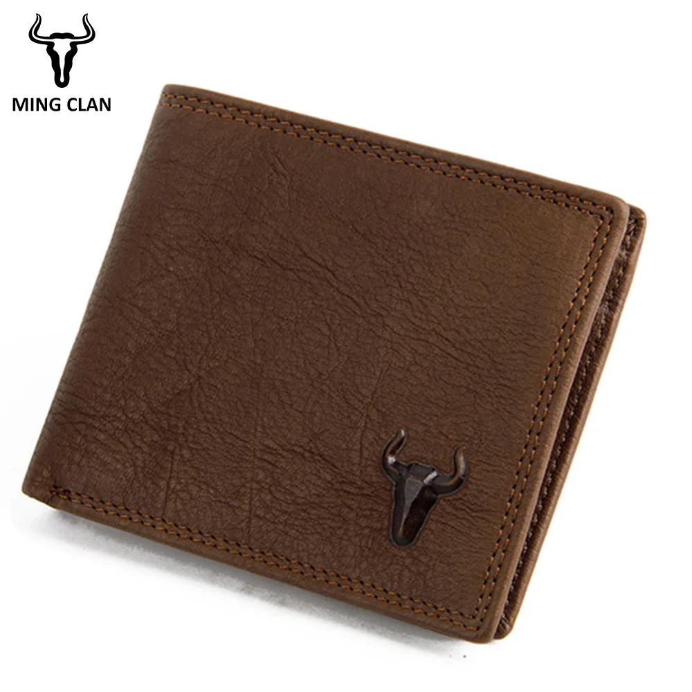 

Mingclan Brand 2018 Vintage Man Wallet Male Slim Top Genuine Leather Wallets Thin Money Dollar Card Holder Small Purses Wallet