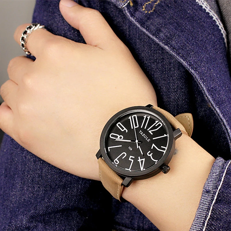 2020 New Mens Watches Brand Yazole Watch Big Number Leather Band Quartz  Watch Men Sports Watches Relogio Masculino Esportivo - Quartz Wristwatches  - AliExpress