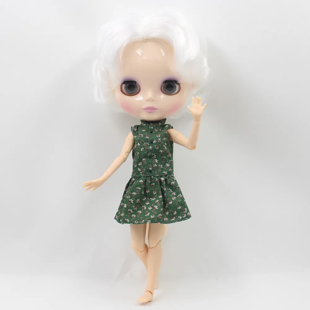 

Free shipping blyth doll icy licca 70BL136 JOINT body wihte short hair shiny face bjd gift toy 1/6 30cm