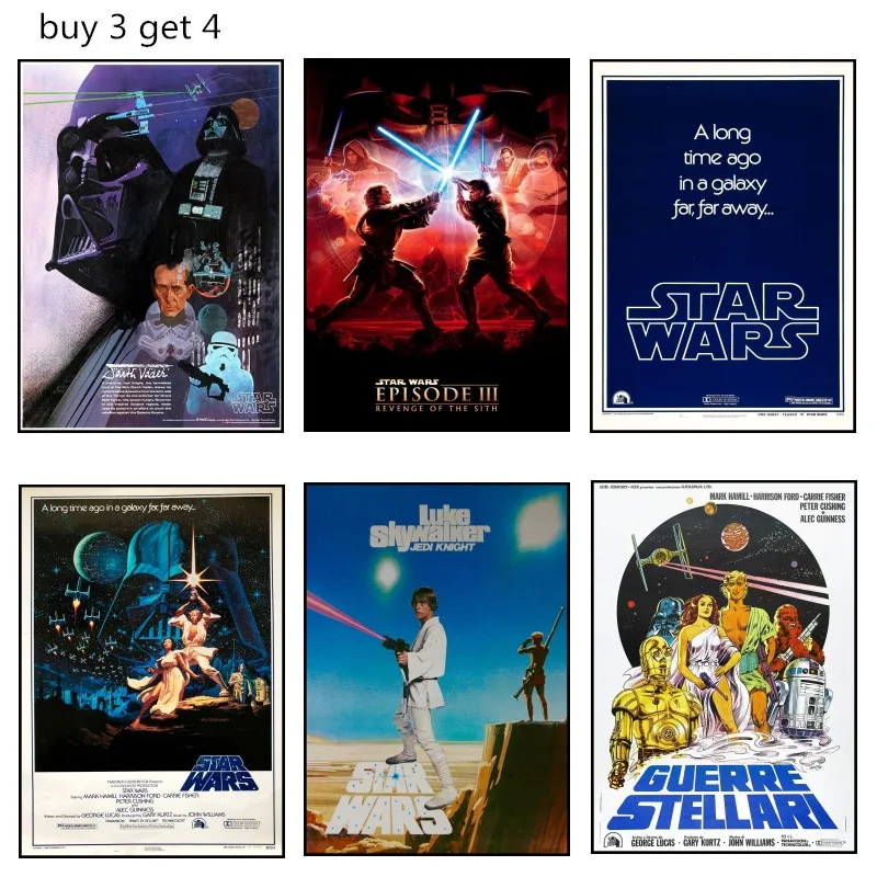 

Star Wars poster 1977 new hope White Paper Poster bar room decor wall stickers B3