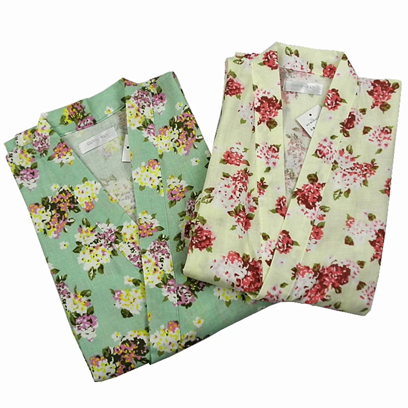 Online Baumwolle Bademäntel Sommer Baumwolle Roben für Frauen Baumwolle Kimono Roben Floral Spa Robe Frauen Pyjamas Japanischen Kimono Yukata