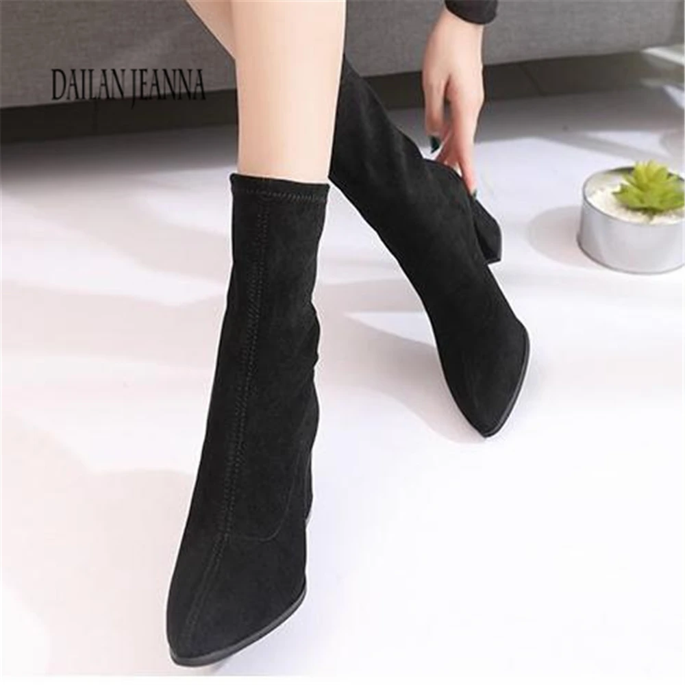 

New high-heeled thin-legged spring boots in autumn 2018, high-heeled, middle-heeled, short boots, single-boot Martin boots