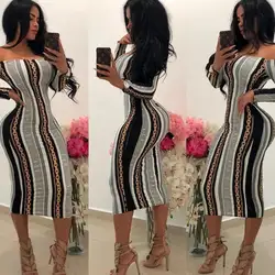 Женские пикантные Цветочные Bodycon Вечеринка с открытыми плечами повседневное длинным рукавом печати клуб бинты Короткие мини-юбки