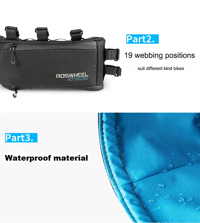 Sale ROSWHEEL ATTACK 100% Waterproof Bicycle Bike Accessories Storage Front Frame Tube L35.5*W7*H14/24cm Black Bicycle Tube Bag 5 Sale ROSWHEEL ATTACK 100% Waterproof Bicycle Bike Accessories Storage Front Frame Tube L35.5*W7*H14/24cm Black Bicycle Tube Bag 5