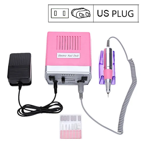 Электрическая дрель 30000 об/мин, машинка для маникюра, дрель для ногтей, дрель для ногтей, Профессиональный аппарат для маникюра, керамическая фреза - Цвет: MX288 Pink US Plug