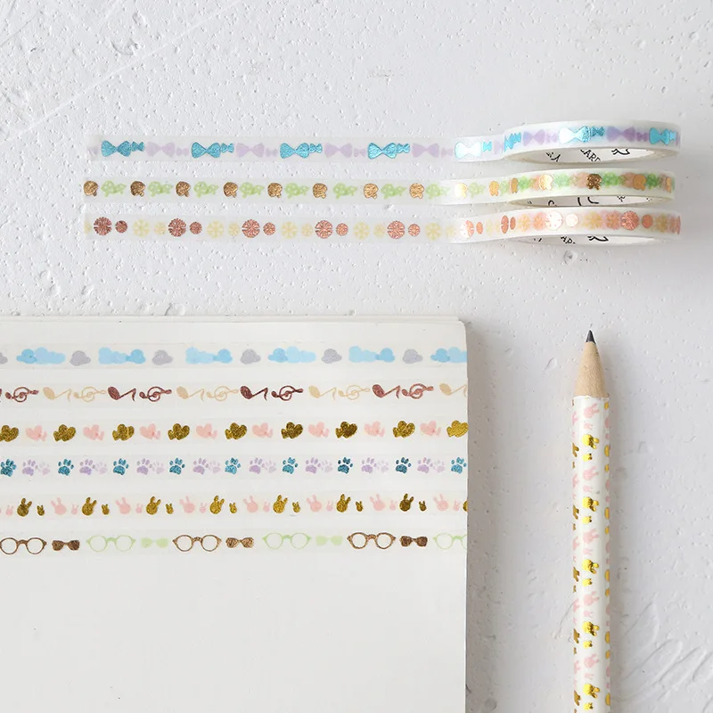 

Gilding Washi Tape Slim Decorate Masking Tape Bullet Journal Supplies School Teacker Diary Planner Gift Stationary Vintage Tape