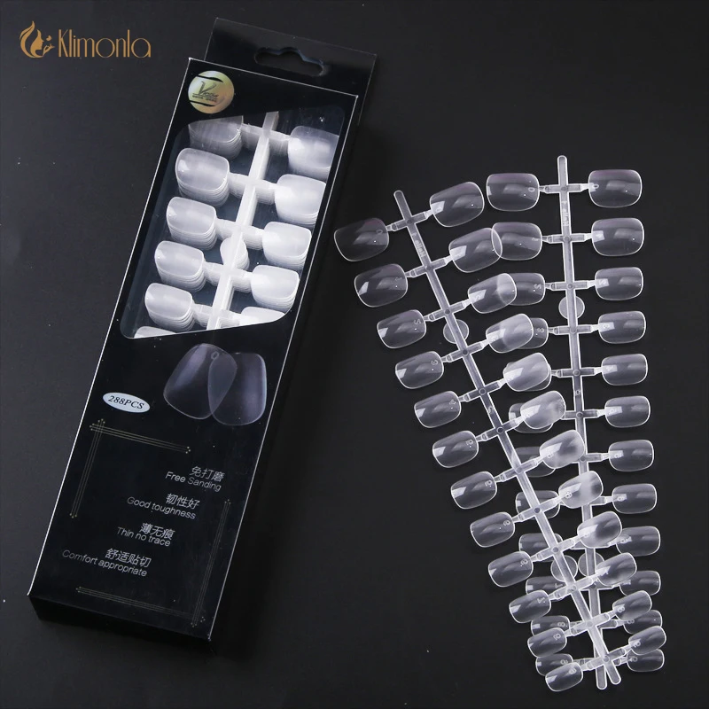 

12pcs Short Round False Nails 24 Tips Transparent Acrylic Fake Nails UV Gel Ultra-thin Nail Display Manicure DIY Art Salon