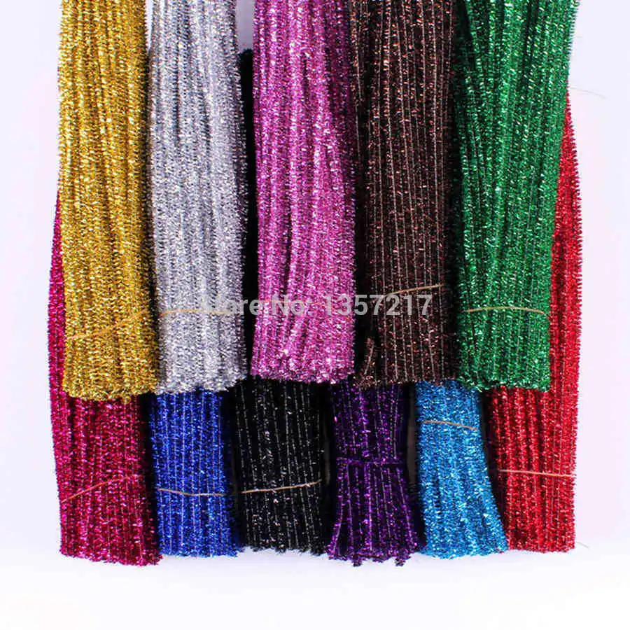 

Multicolor 6mm 100Pcs Glitter Plush Wire Flexible Flocking Craft Sticks Creativity Developing Kids DIY Toys Free Shipping