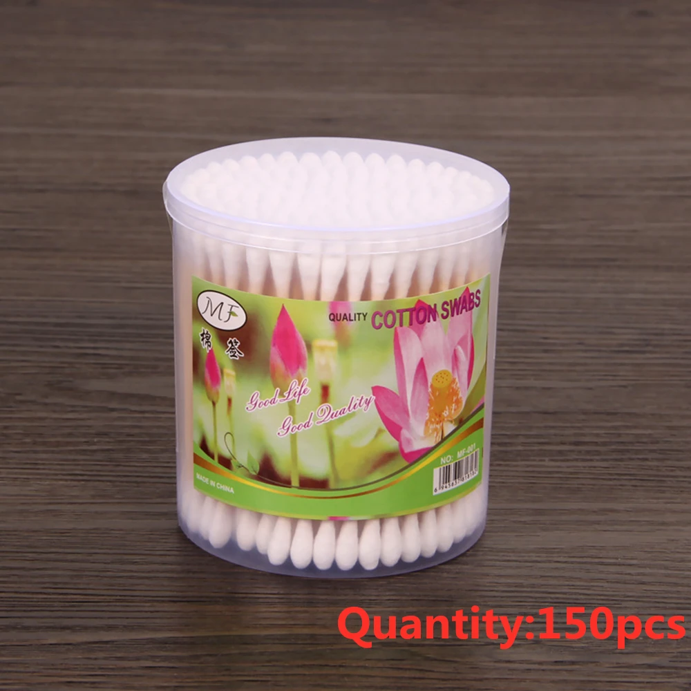 150pcs As picture ELECOOL натуральный 1000 шт одноразовые двойные головки ватные палочки женские ватные палочки для макияжа с деревянными палочками для носа Чистка ушей - Цвет: 150pcs As picture