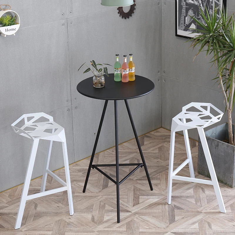 

Simple Bar Table And Chair Combination Wrought Iron Home High Foot Small Round Table Balcony Outdoor Leisure Bar Coffee Table