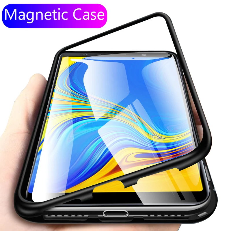 Магнитный Флип-кейс для samsung galaxy a7 a9 2018 стеклянный чехол a750f a920f a 7 9 full cvoer copue |