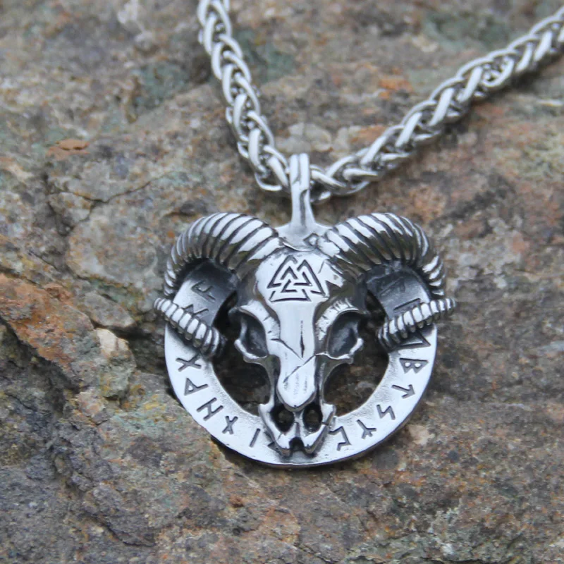 

316 Stainless steel nordic viking amulet thor goat valknut pendant necklace