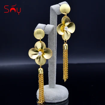 

Sunny Jewelry Hot Selling Tassel Earrings For Women Long Drop Dangle Earrings Romantic Flower Earrings For Wedding Jewelry Gift