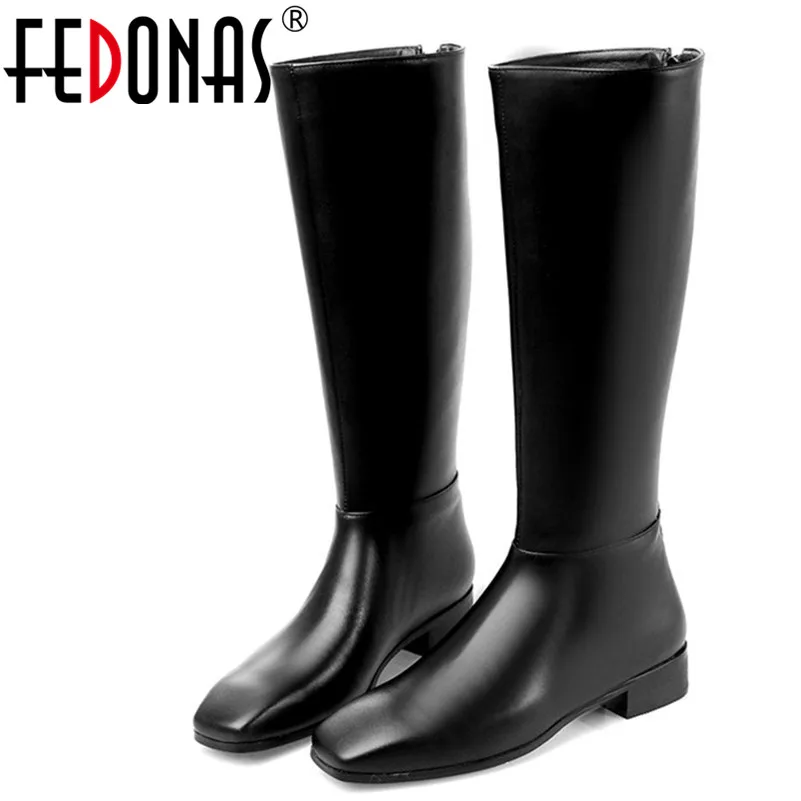 Femme Partie Moto Femmes Talons Marque Bas Carré Confort Bottes Casual Bout Danse Genou Chaussures Fedonas Noir Haute I7wOZqq