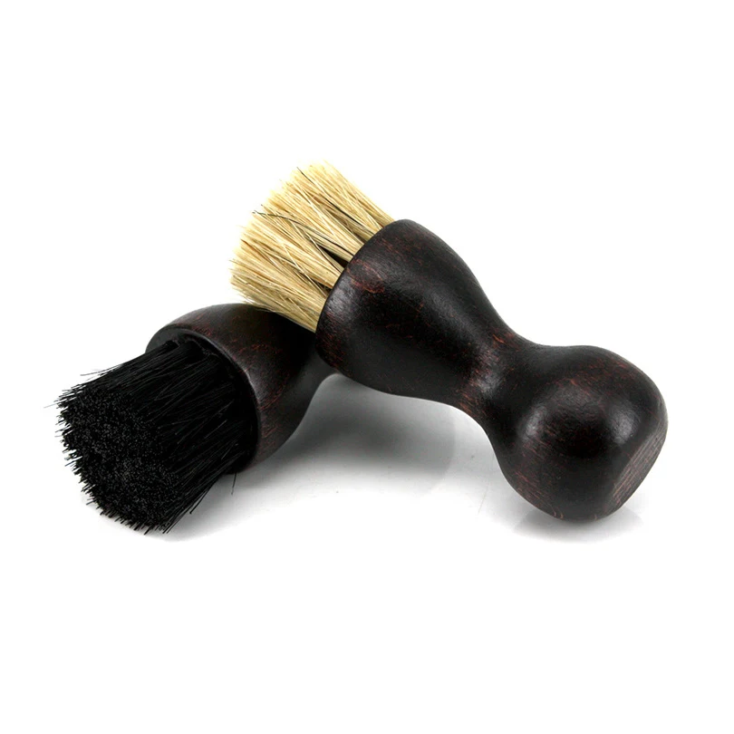 Wooden Handle Shoes Shine Brush Polish Bristle Hair Buffing Brush Mini Gourd Shoes Oil 1pcs, shoe brush