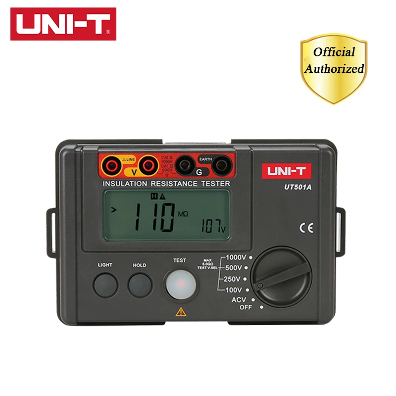 

UNI-T UT501A Insulation Earth Ground Resistance Meter 1000V Megger Auto Range Ohm Tester Megohmmeter Voltmeter w/LCD Backlight