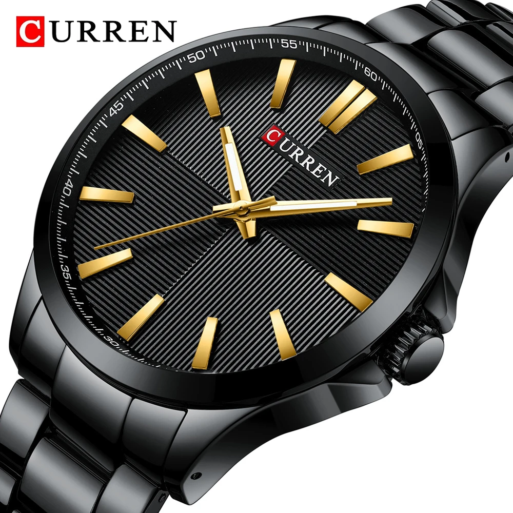 

CURREN Mens Watches Military Luxury Brand Watch Men Quartz Clock Male Black Full Steel Business Wristwatch Man Relogio Masculino